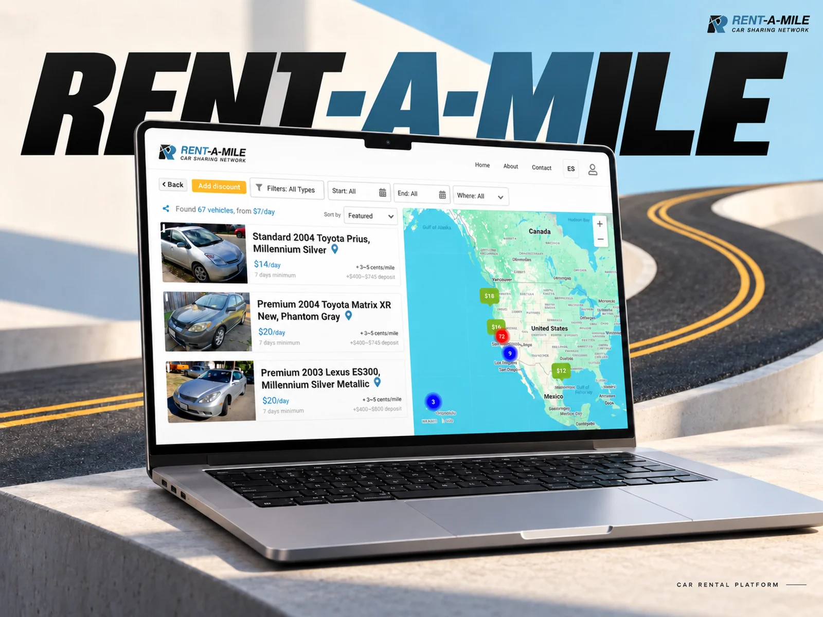 Car Sharing App interface